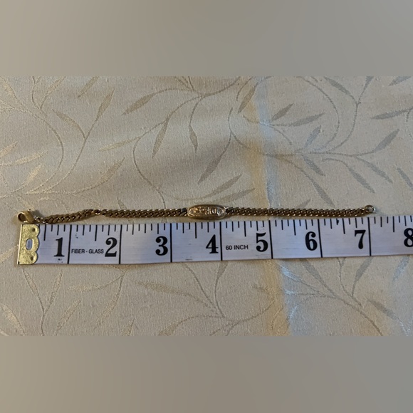 Christian Dior Gold Crystal Logo ID Tag Bracelet - Picture 6 of 9